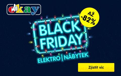plakát Black Friday od Okay promujíci slevy až -82%