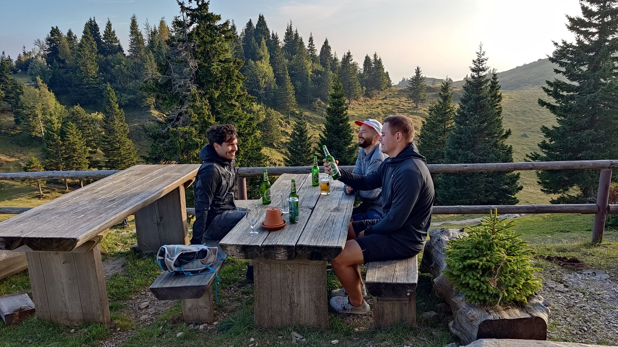 A beer pit stop on the biking trip to Croatia