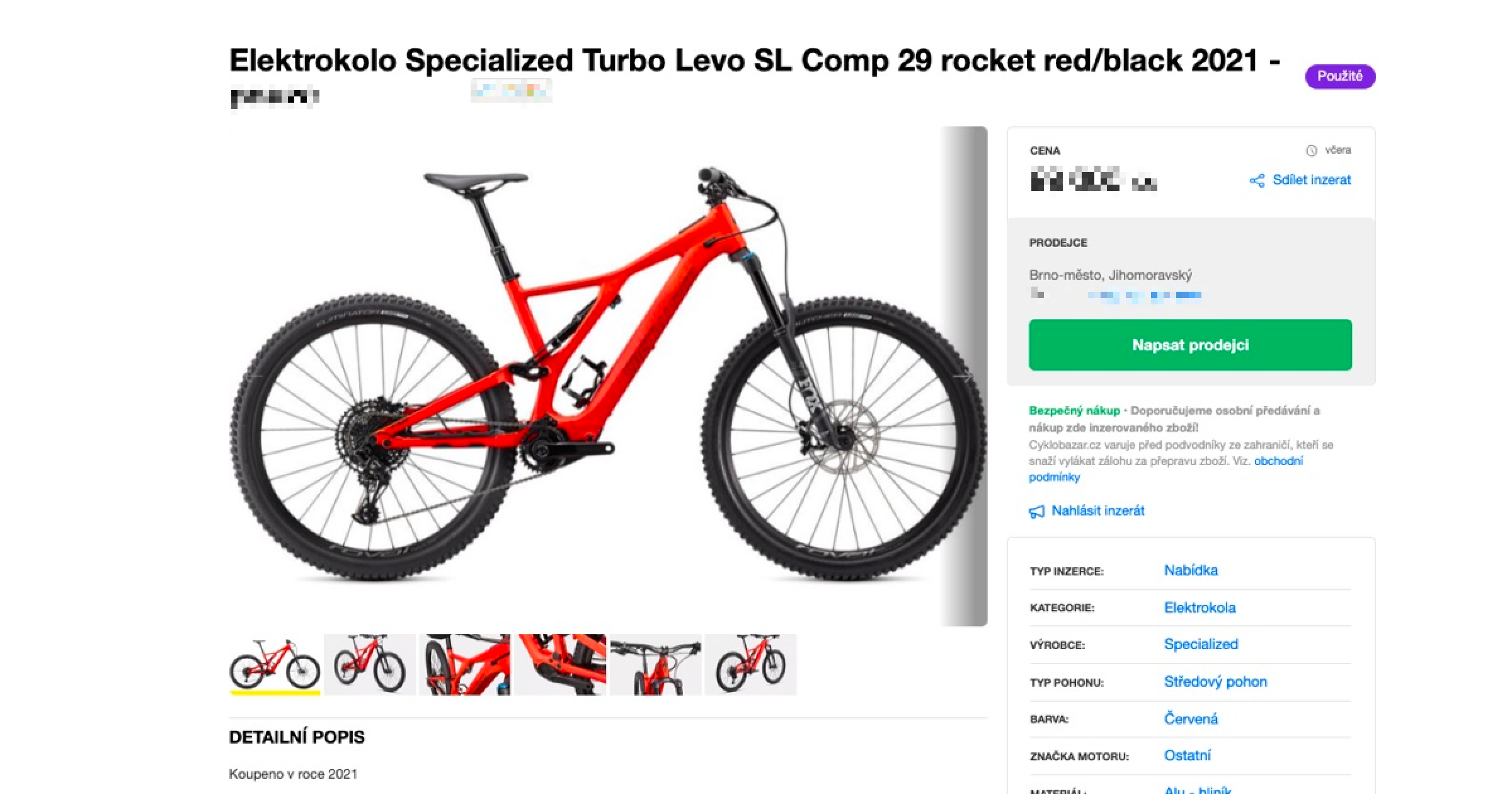 screenshot of a bike on Cyklobazar