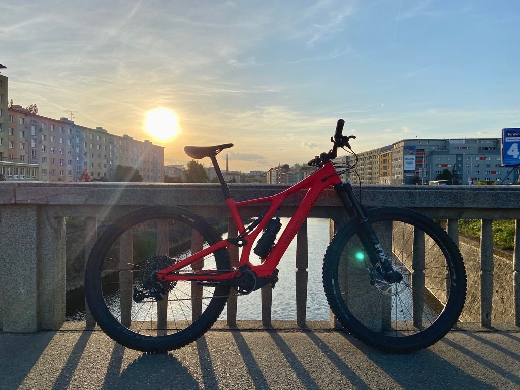 photo of a bicycle on a bridge