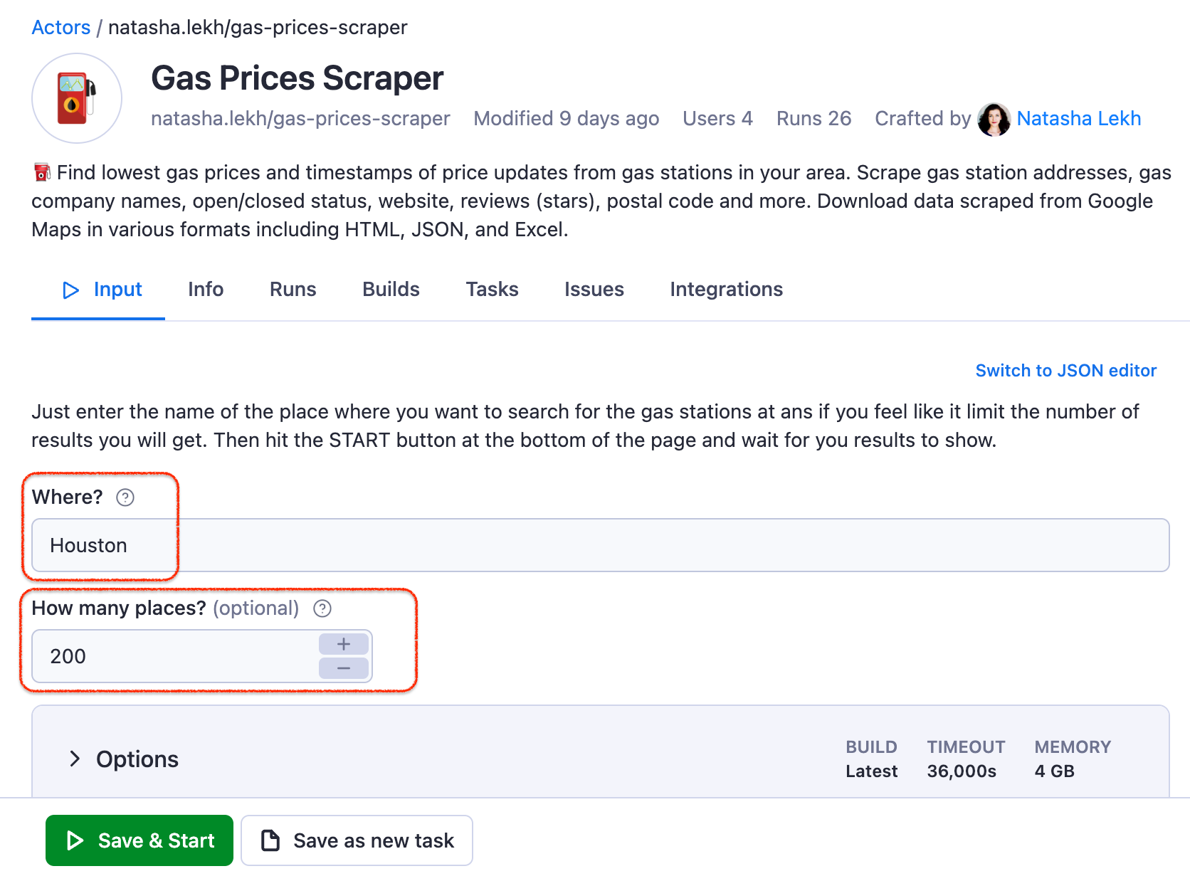 Step 2. Indicate the city and maximum number of gas stations