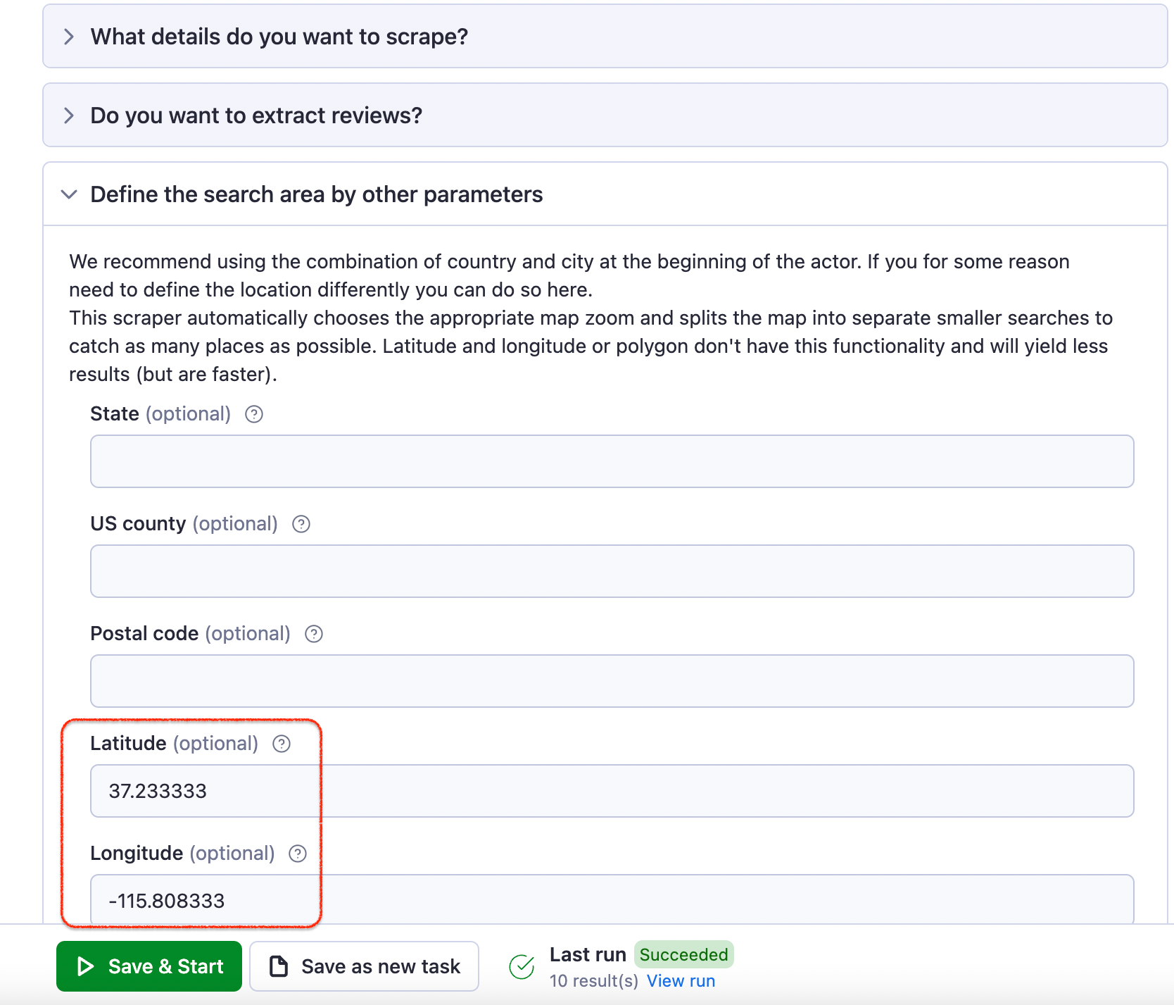 Insert the coordinates of Area 51 to scrape it