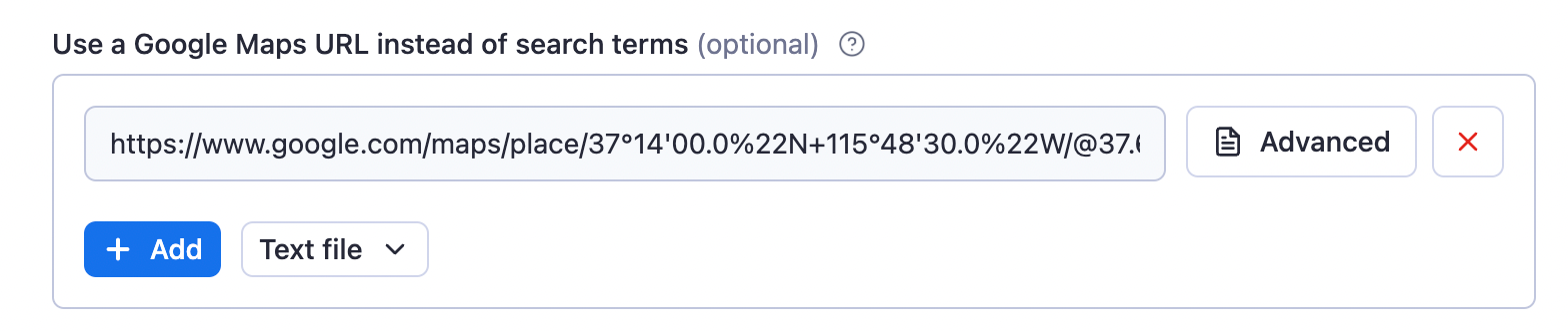 Add the Google Maps URL of Area 51