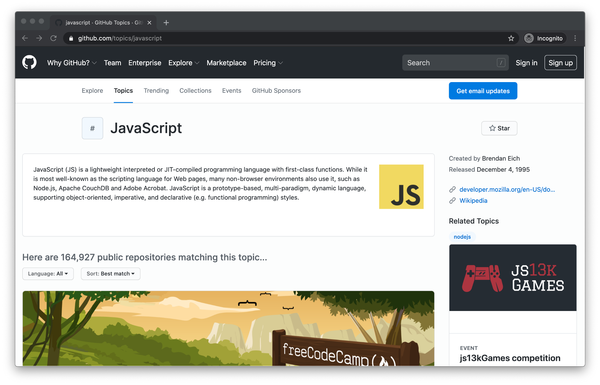 JavaScript GitHub Topics