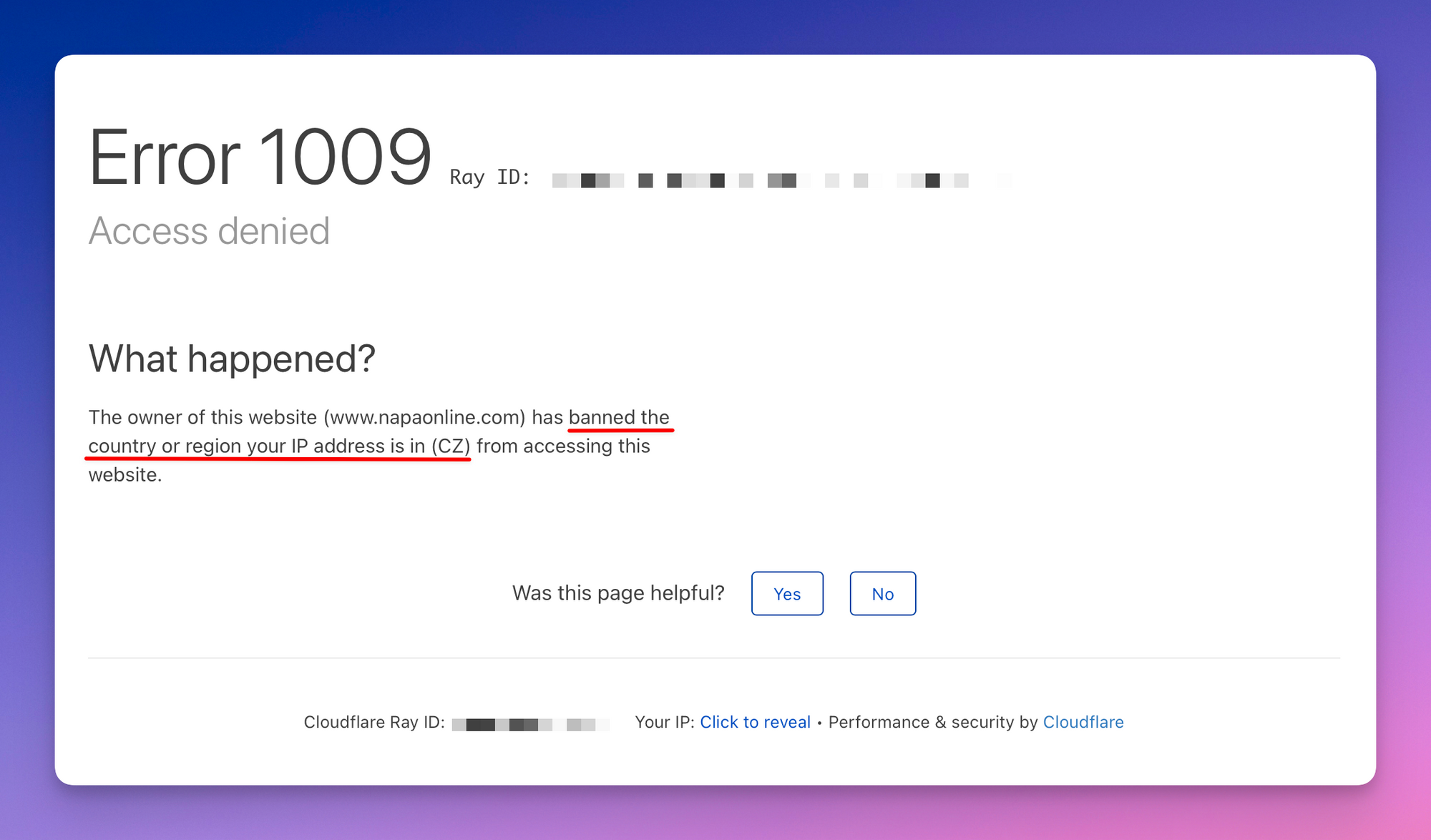 IP blocked by country
