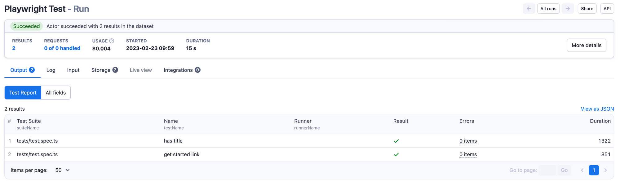 How to run Playwright tests. 2. Click Start to begin the run