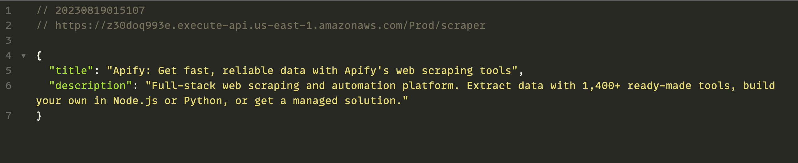 API endpoint. Triggering the Lambda function