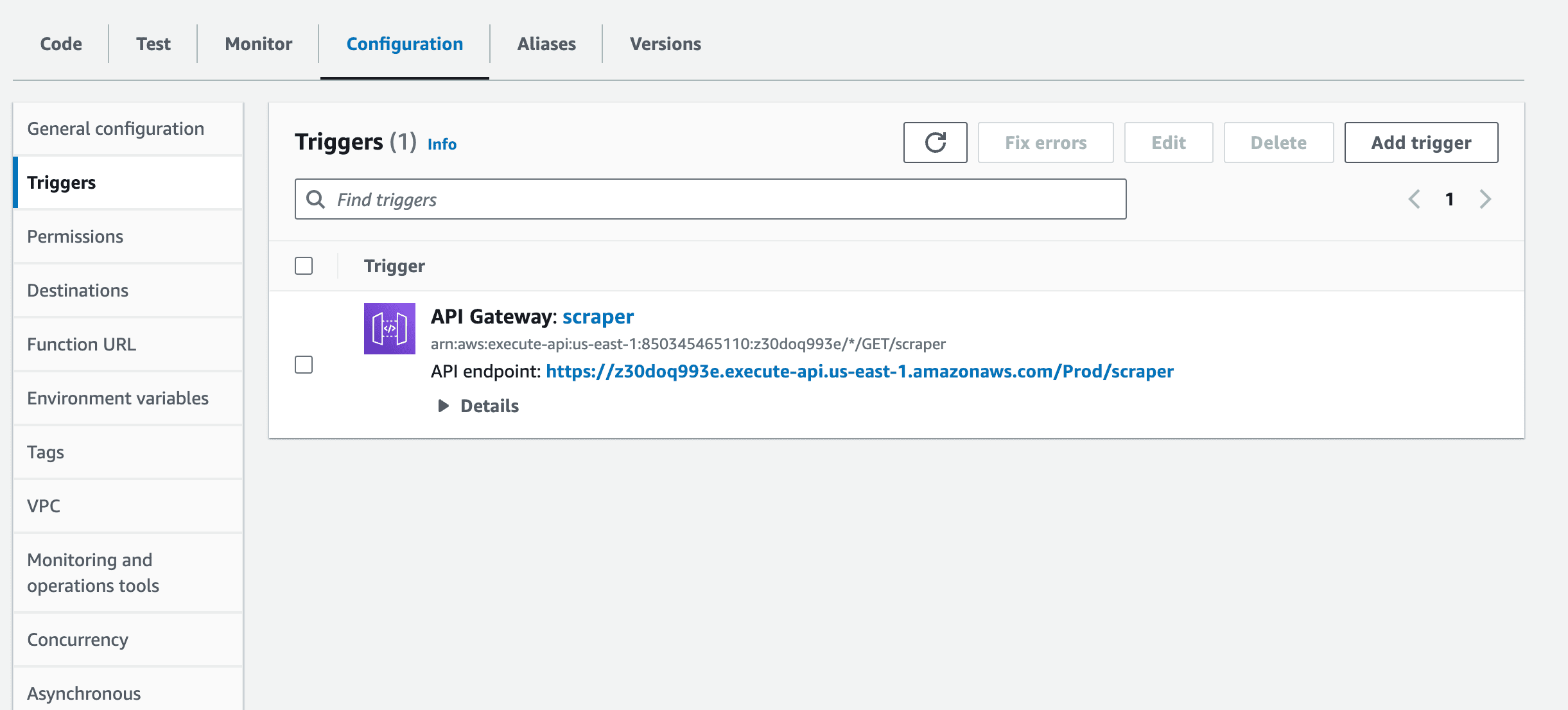 AWS API gateway invoke function