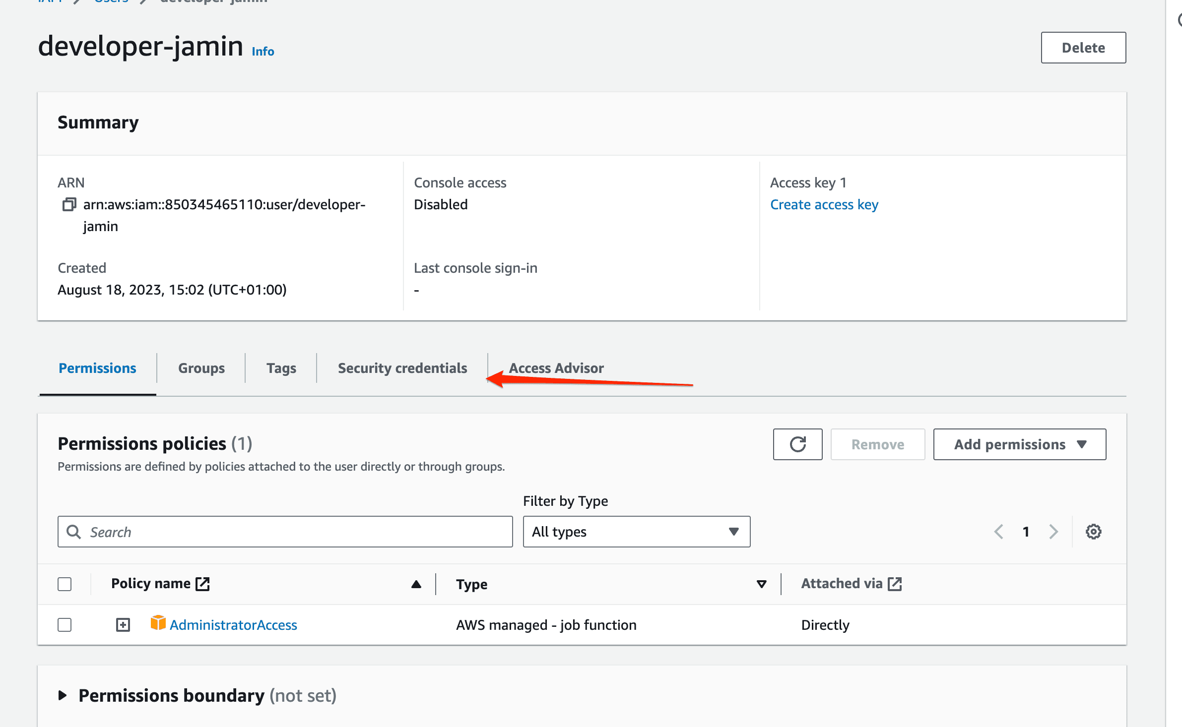 AWS security credentials