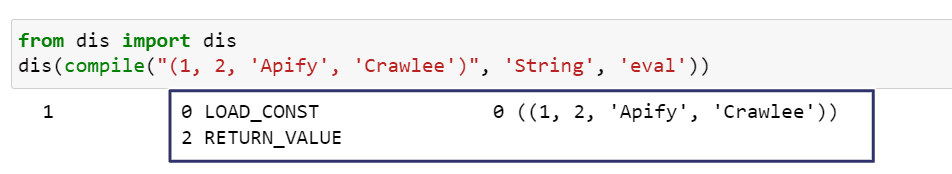 Python tuple. Constant folding.