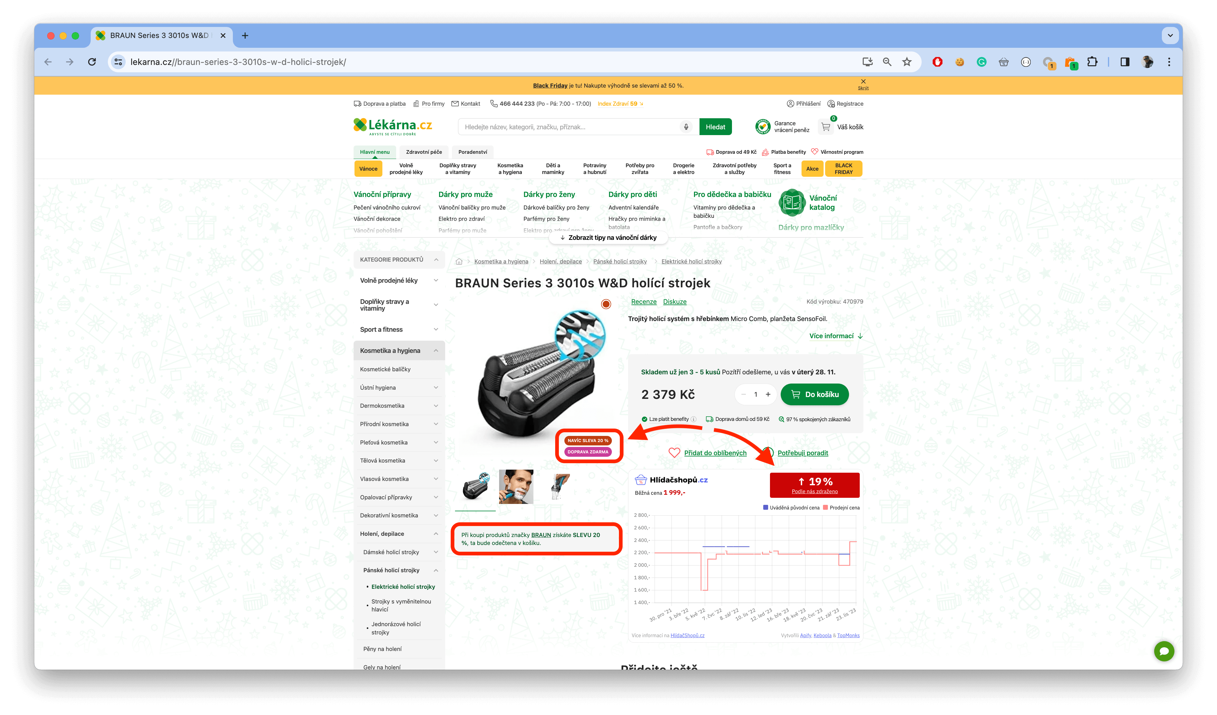 Úprava ceny holicího strojku v rámci Black Friday 2023