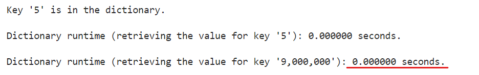 Example of dictionary runtimes