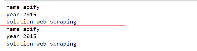 Loop with keys – example of code output