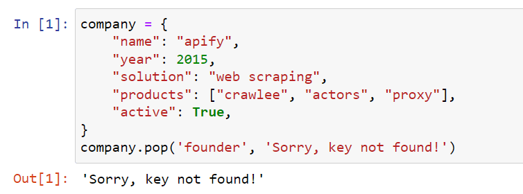 Pop method – setting a default value
