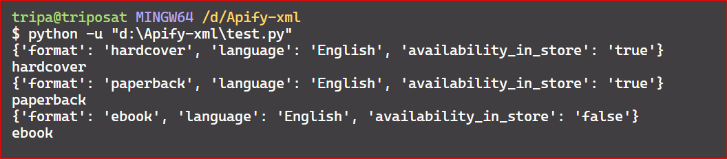 parse XML in Python - extracting value of format tag