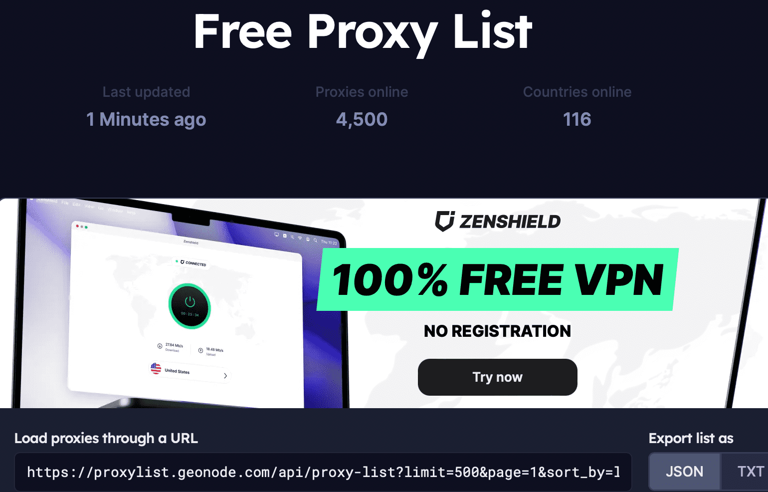 Geonode free proxy list 