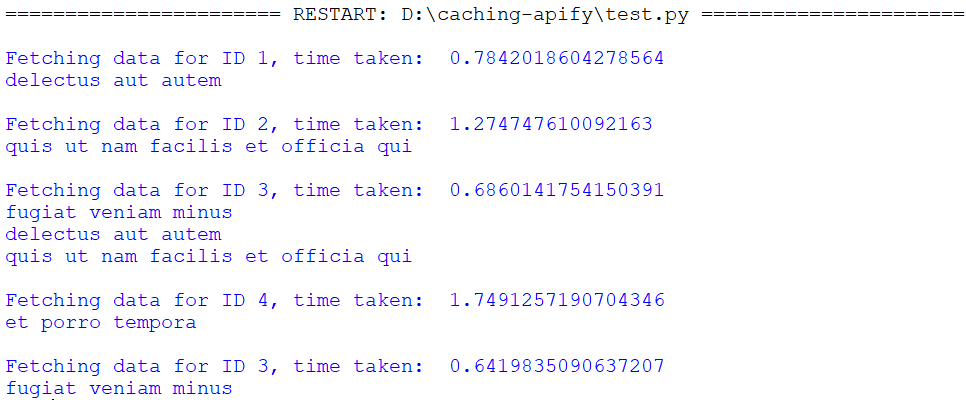 LRUCache decorator fetching data