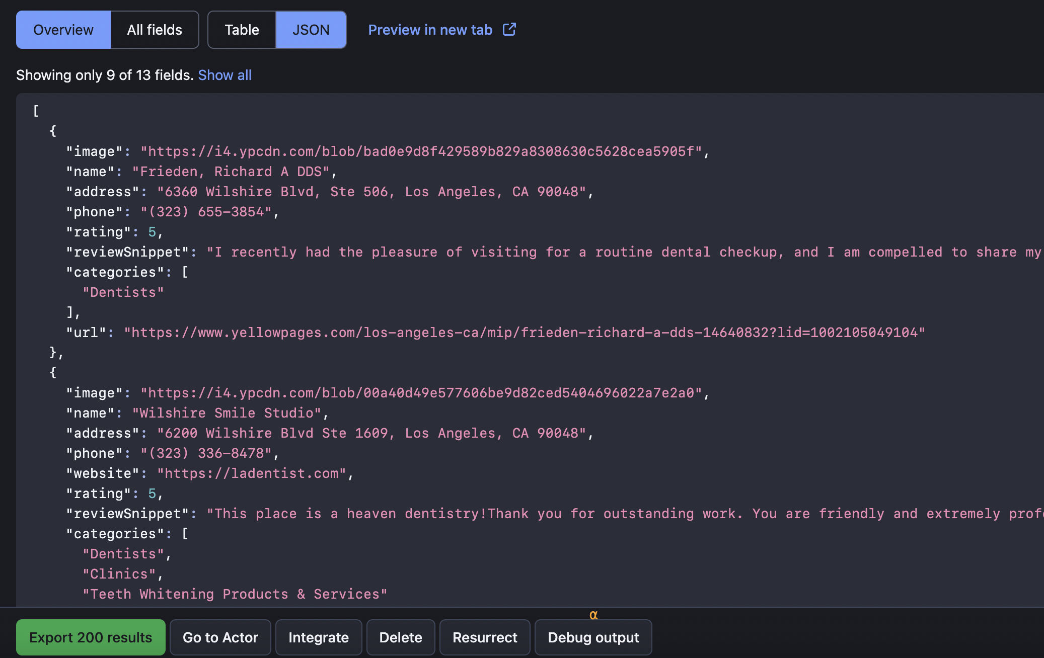 Step 4. Export results