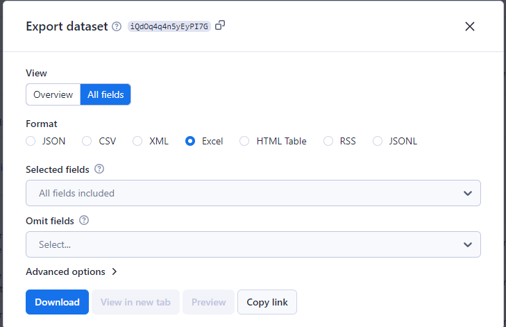 You can choose to download Amazon search data in many formats