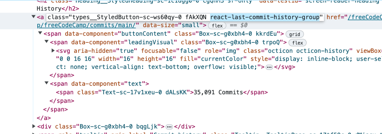 Extracting commit counts from DevTools