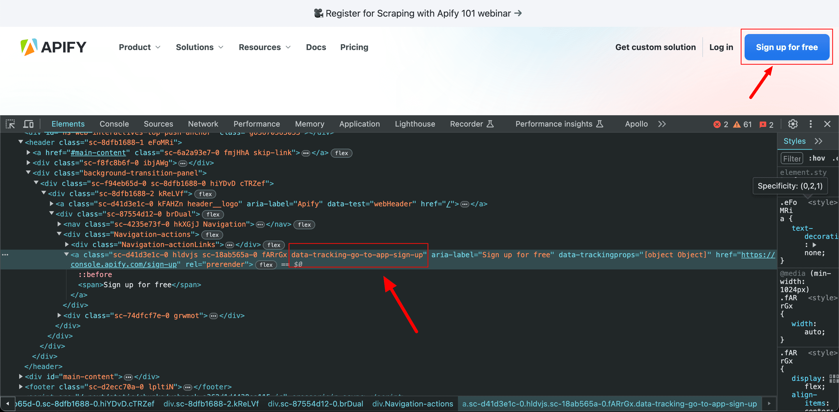 EC.visibility_of_element_located&nbsp;condition with a CSS selector for the element.