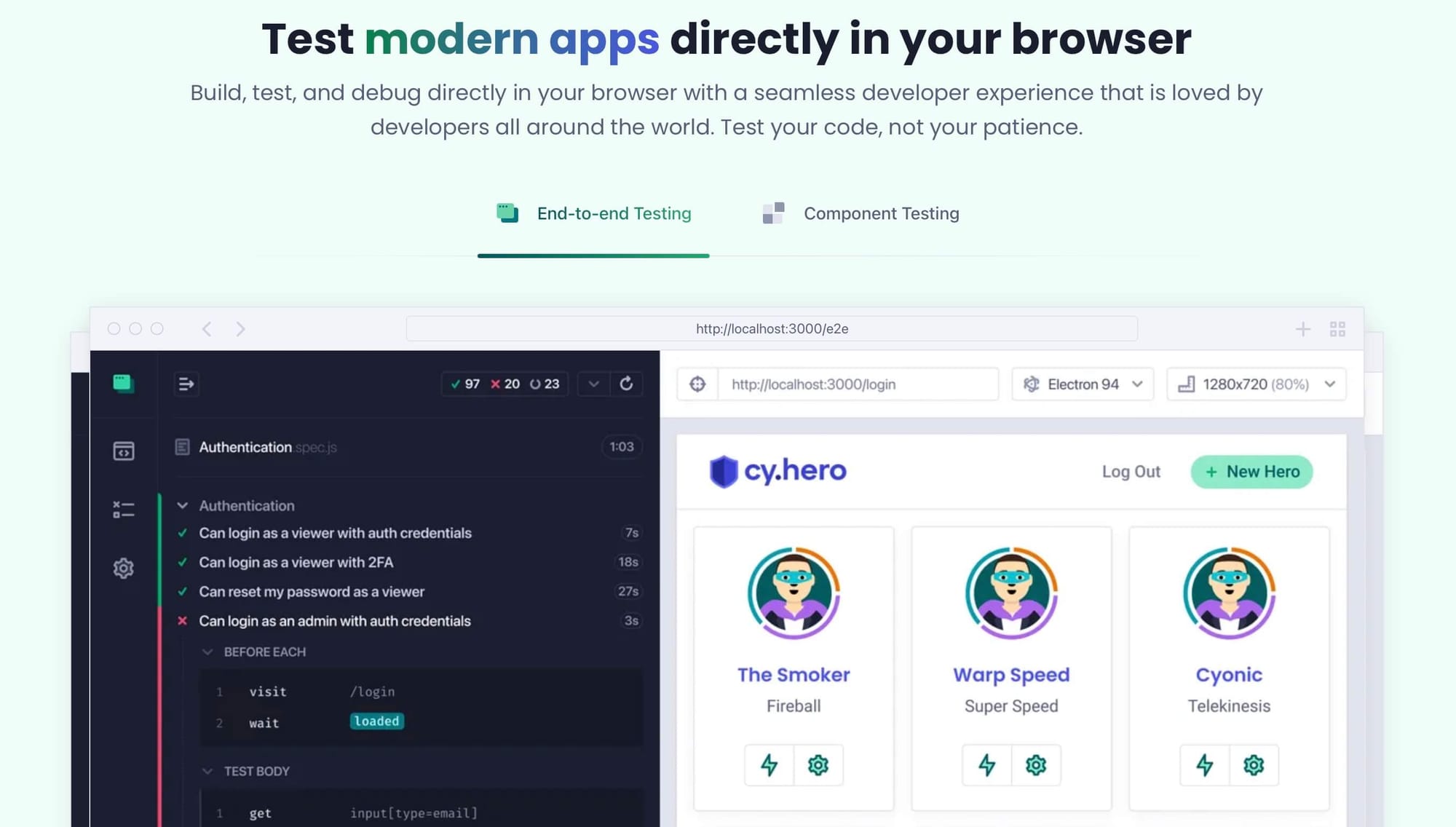 Cypress for end-to-end testing