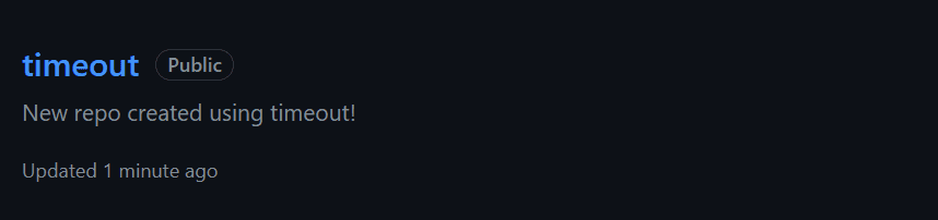 New GitHub repo created using timeout