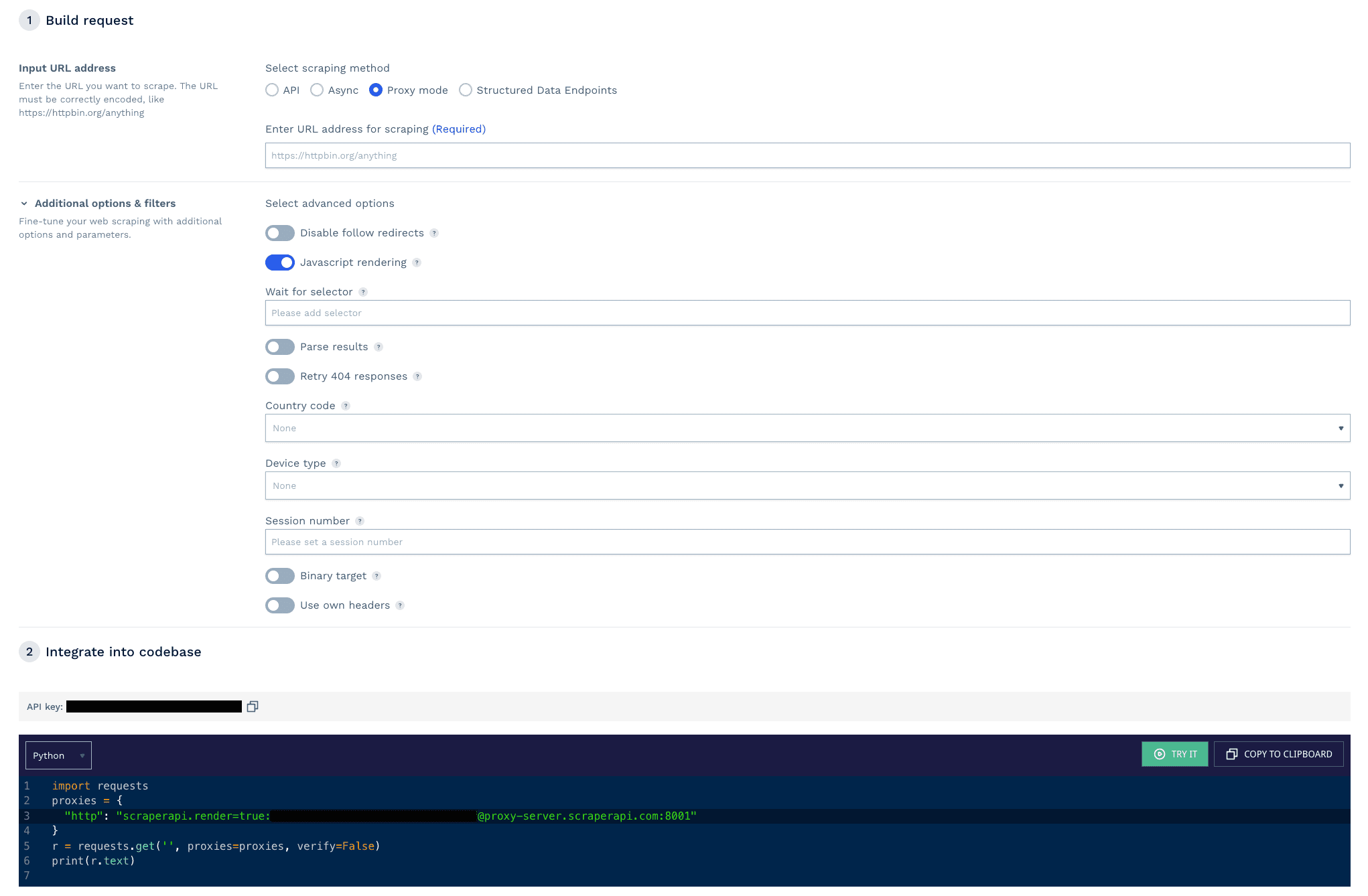 ScraperAPI - API playground