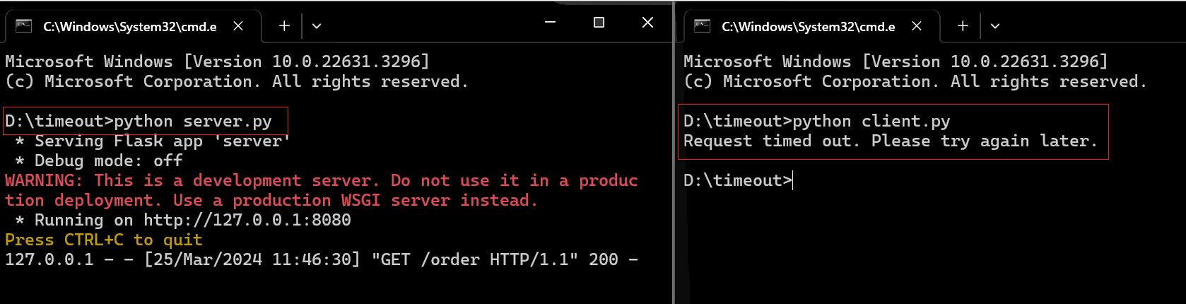 timeout python server