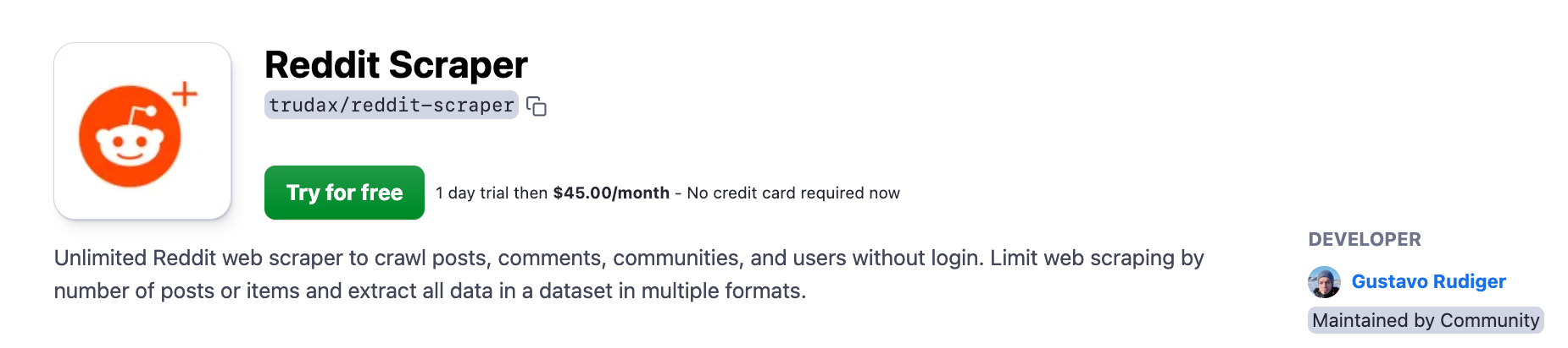 Step 1. Go to Reddit Scraper in Apify Store