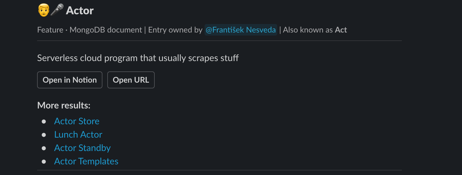 An example of Apify Catalog's answer about what an Actor is.