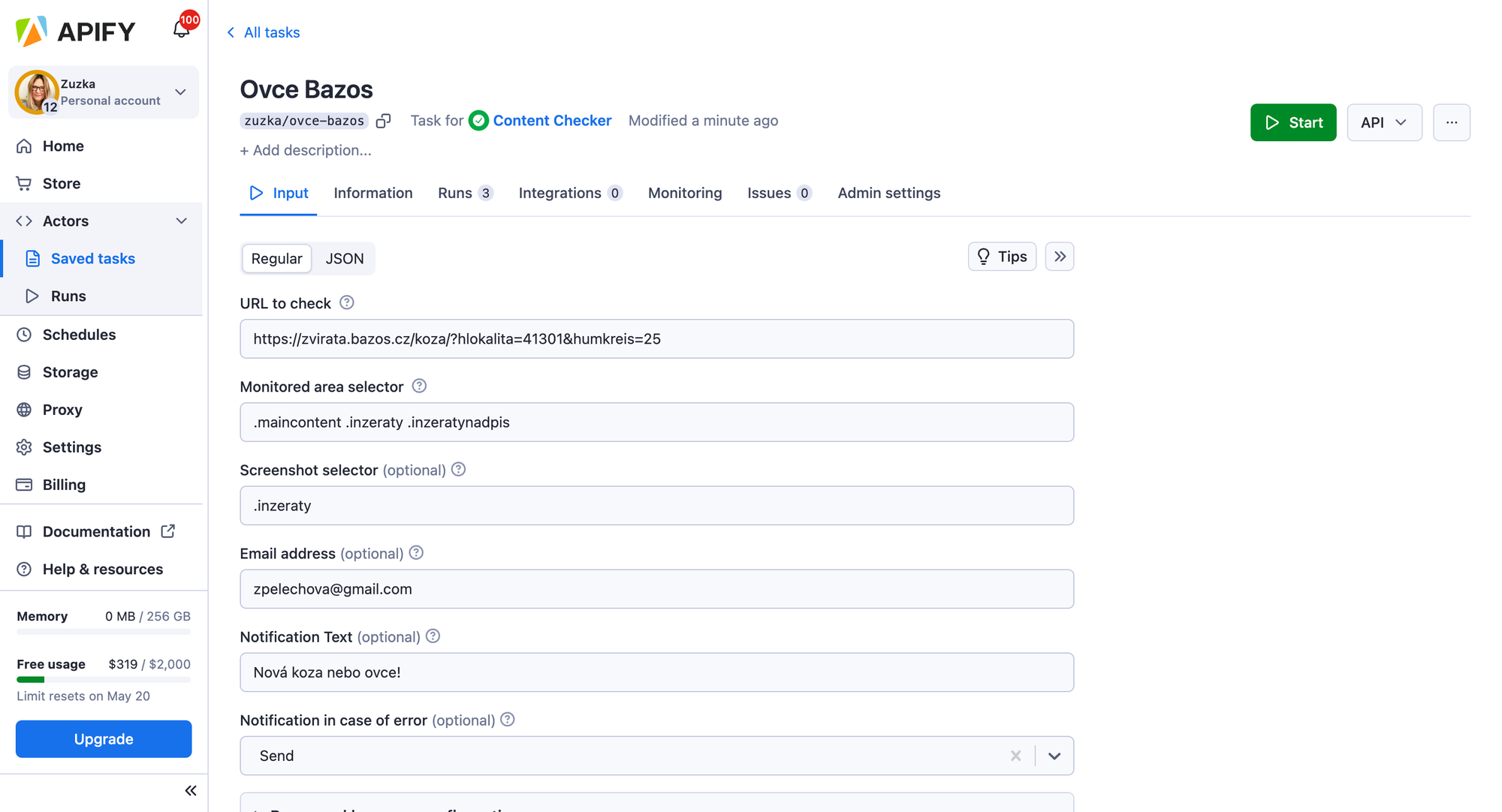 Setup of Content Checker for securing the best sheep from local online marketplace