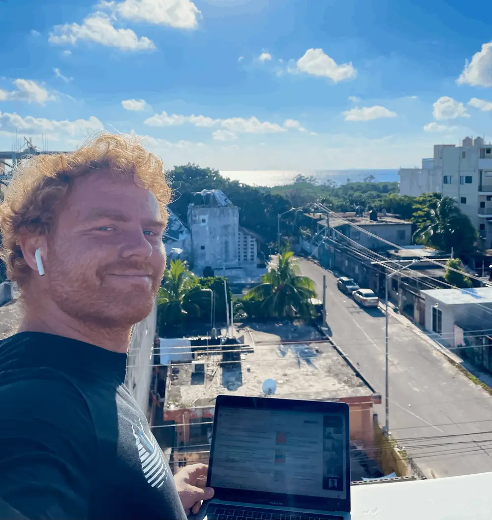 remote working for Apify on a balcony in the sun