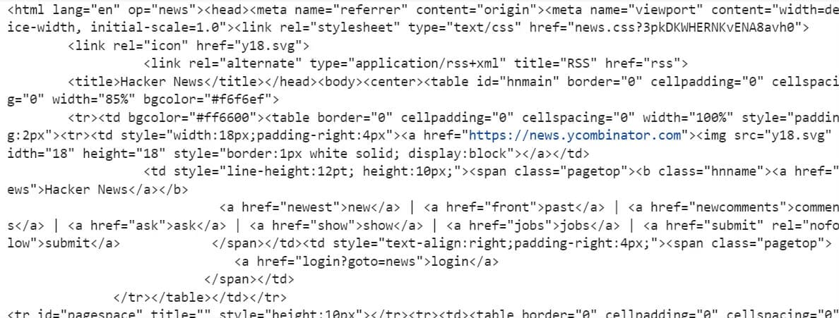 Extracted HTML content