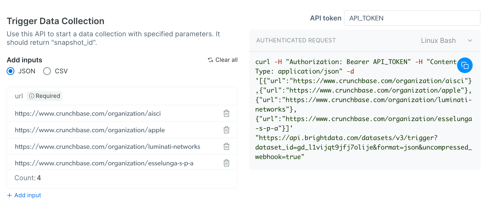 BrightData API Request Builder