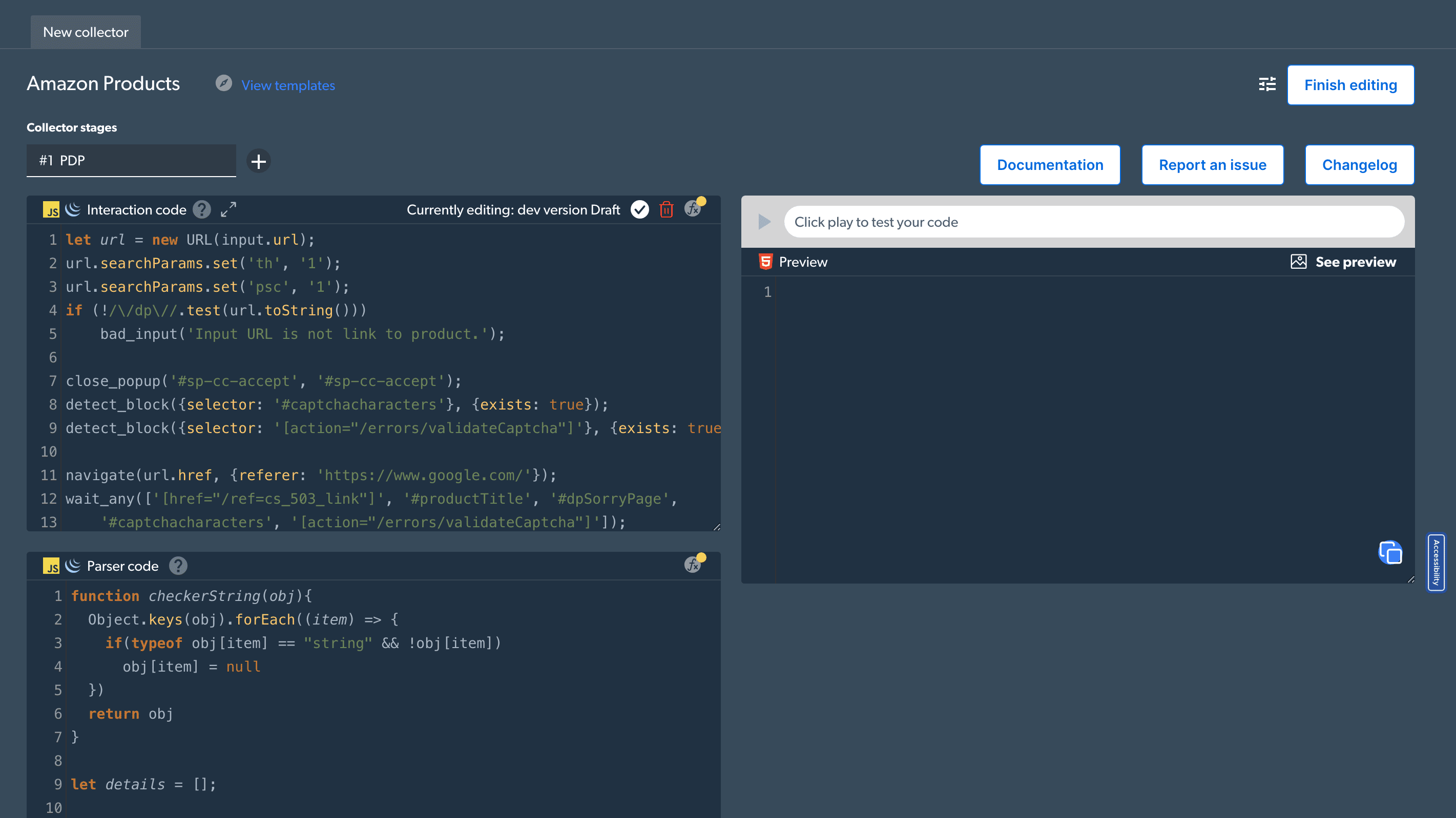 BrightData Webscraping IDE - Amazon Product Template
