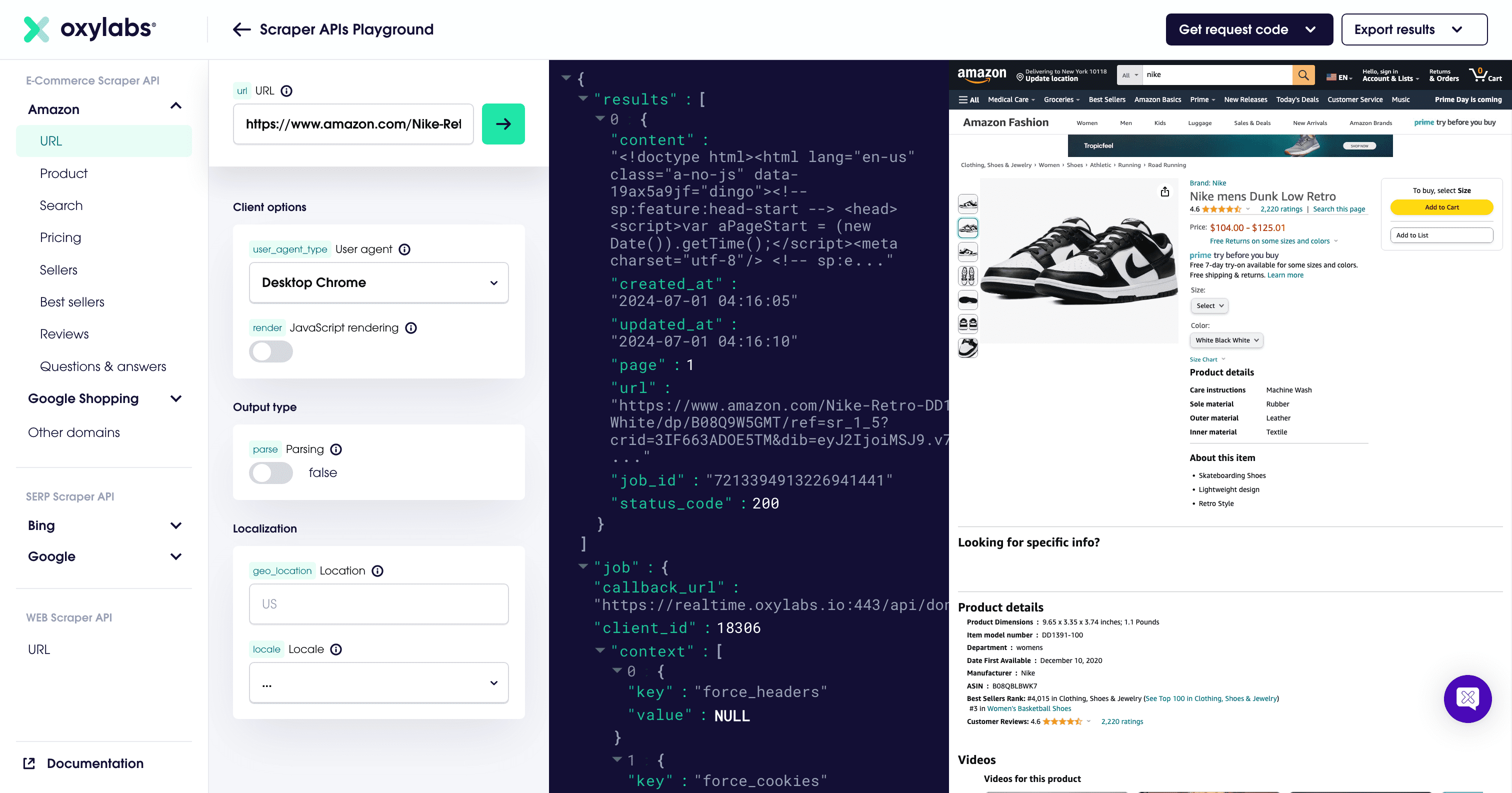 Oxylabs Scraper APIs Playground