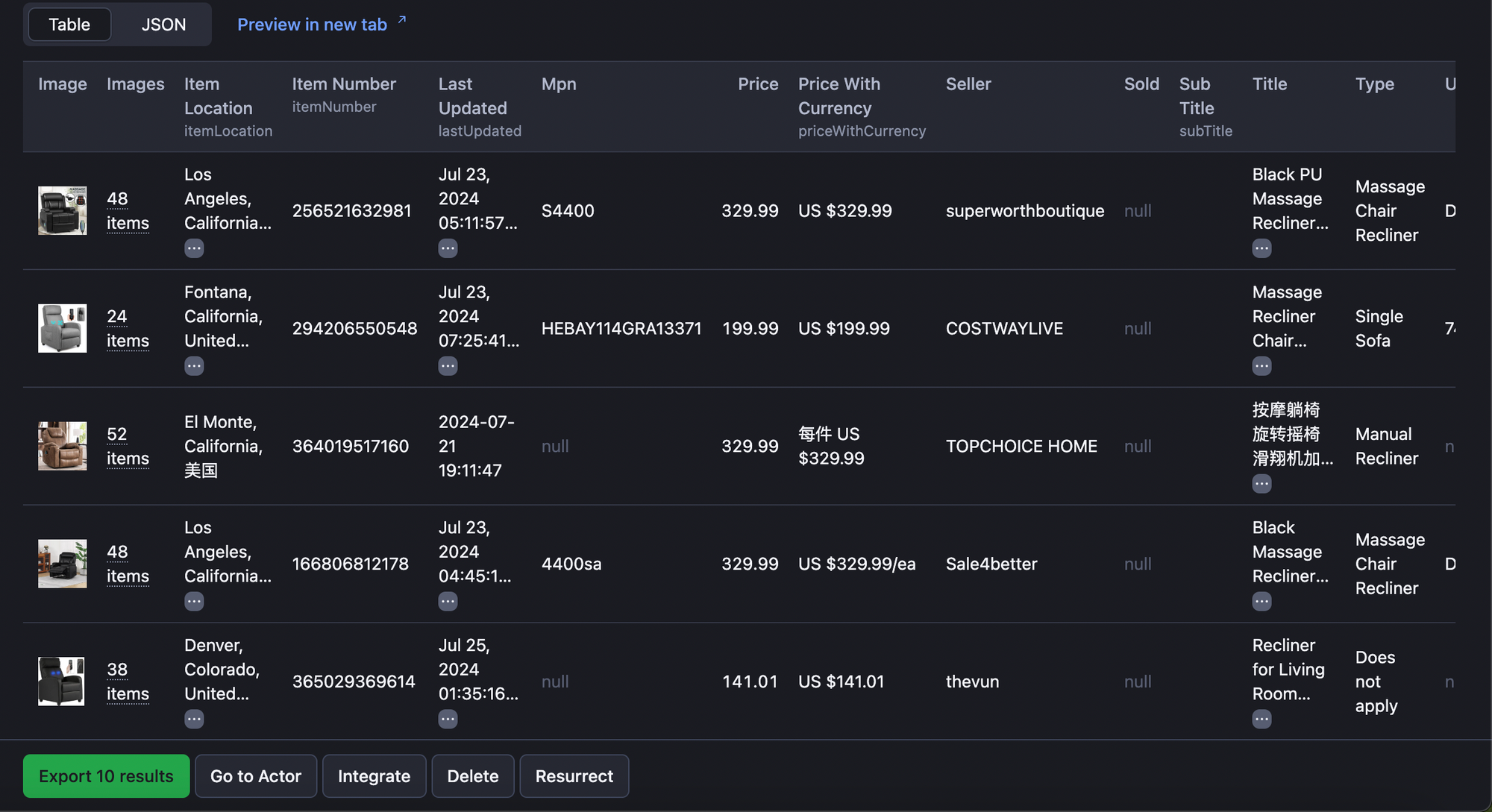 eBay Scraper's run succeeded