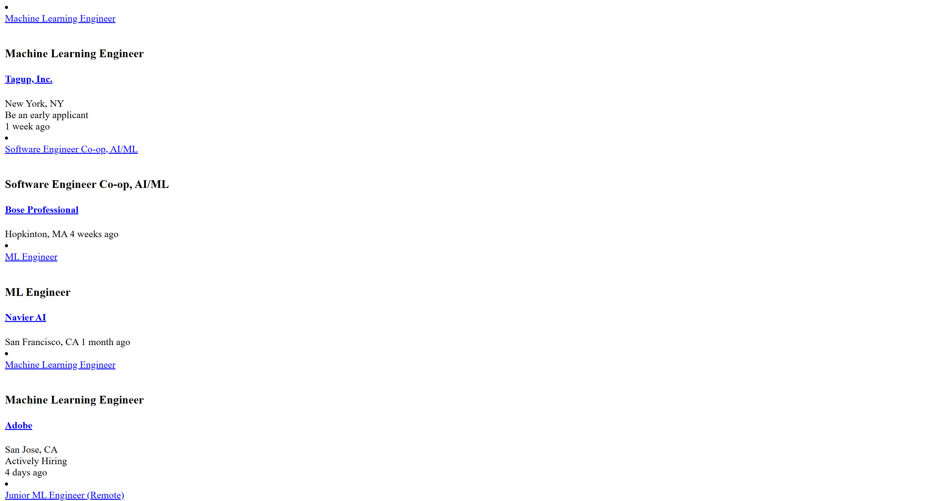 The rendered HTML of the response from the AJAX request