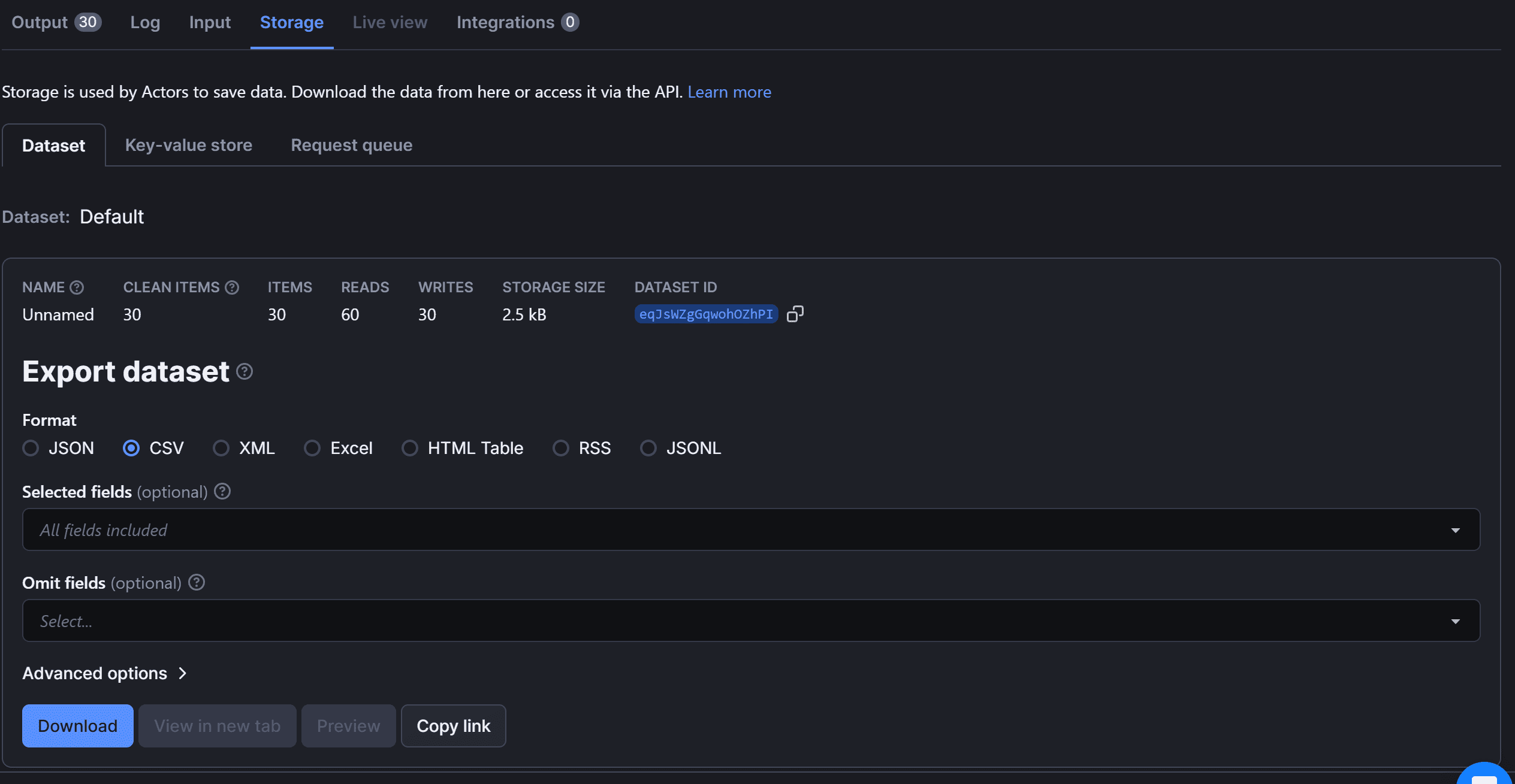 Exporting the data to a file in one of the supported formats
