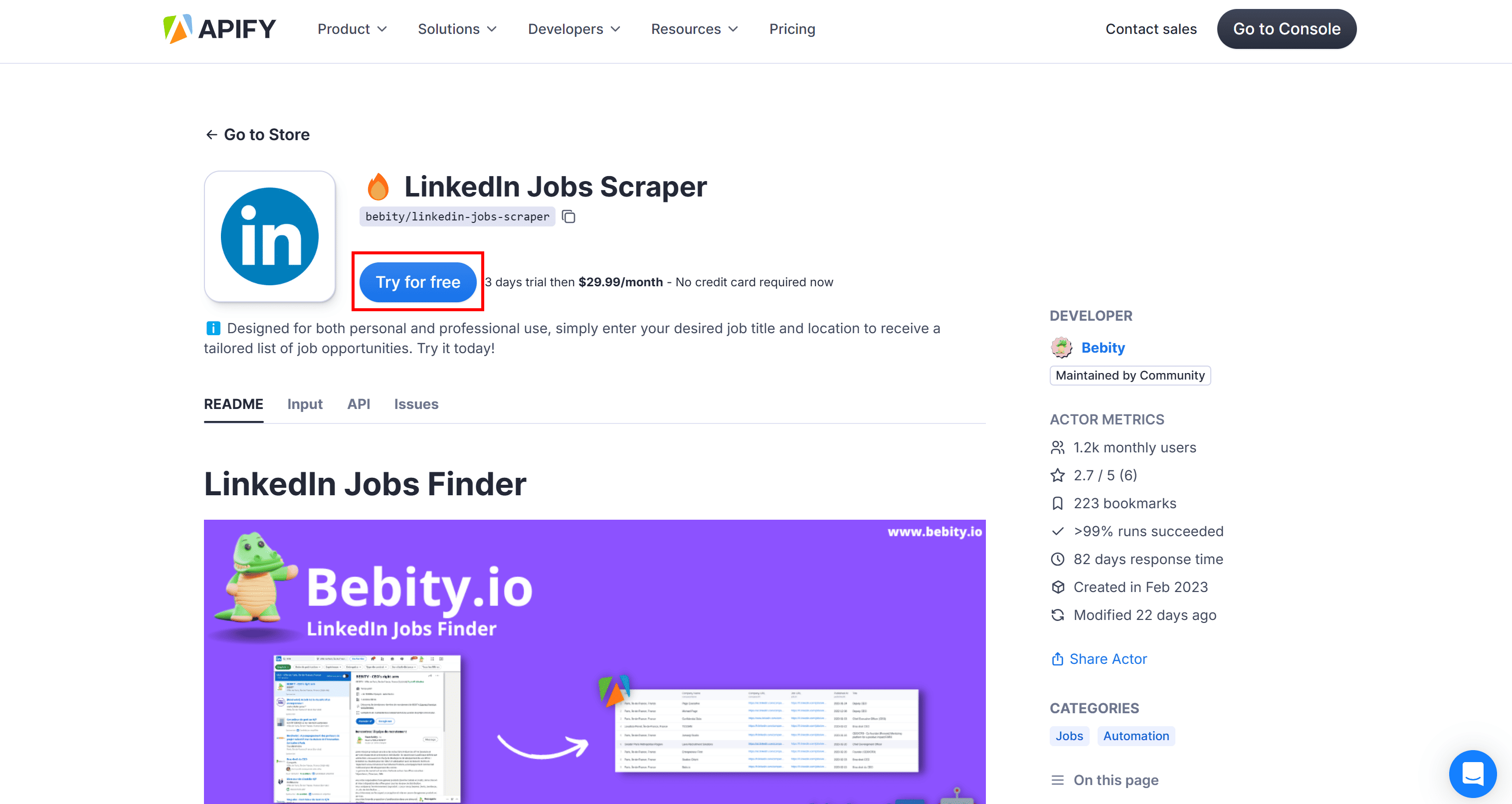 Try LinkedIn Jobs Scraper for free