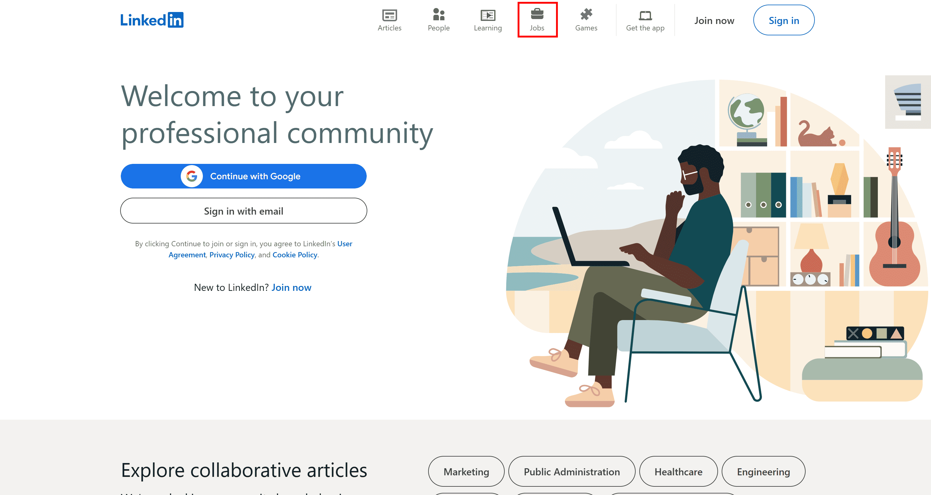 Clicking the “Jobs” button