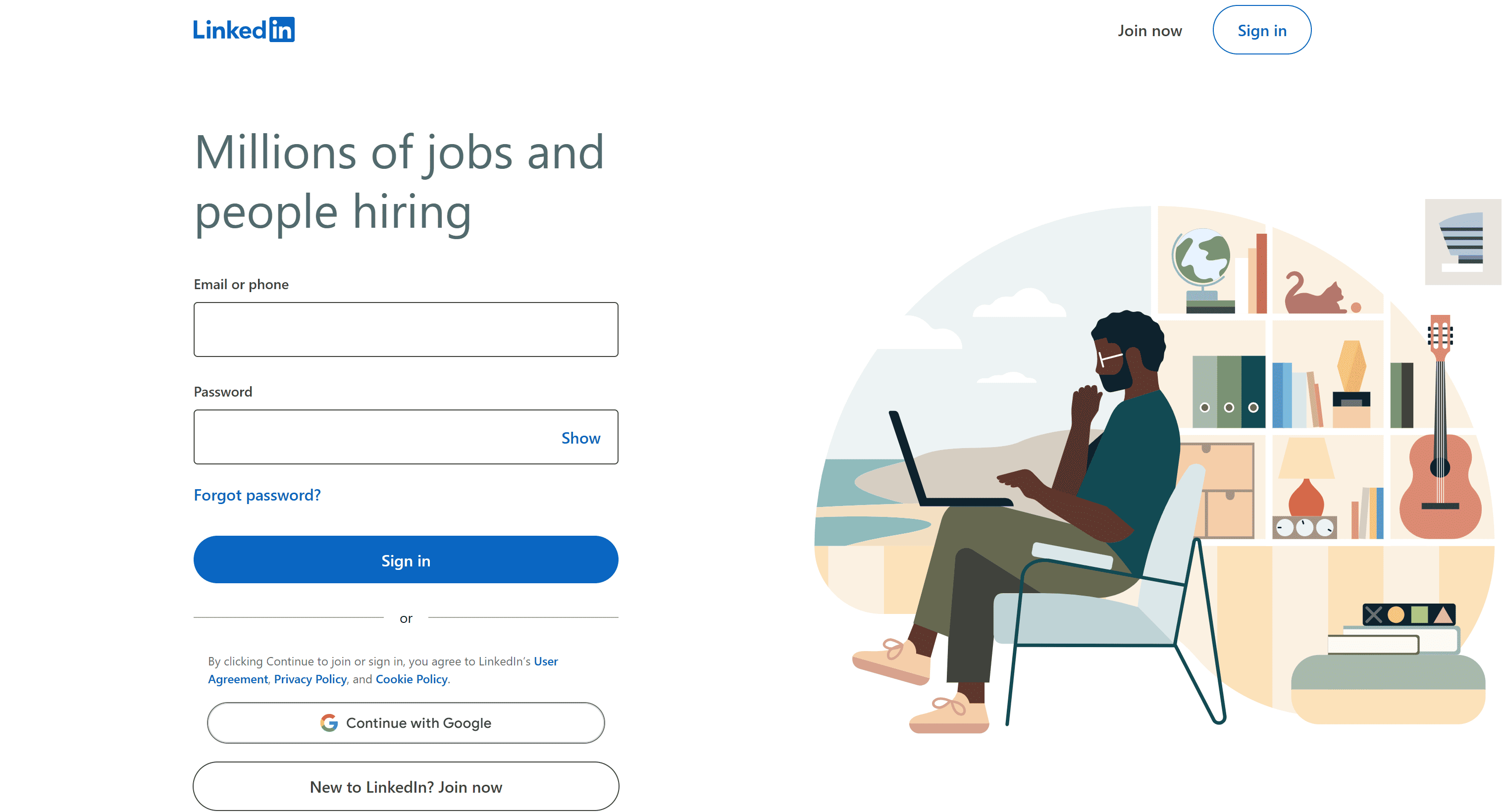LinkedIn login wall page