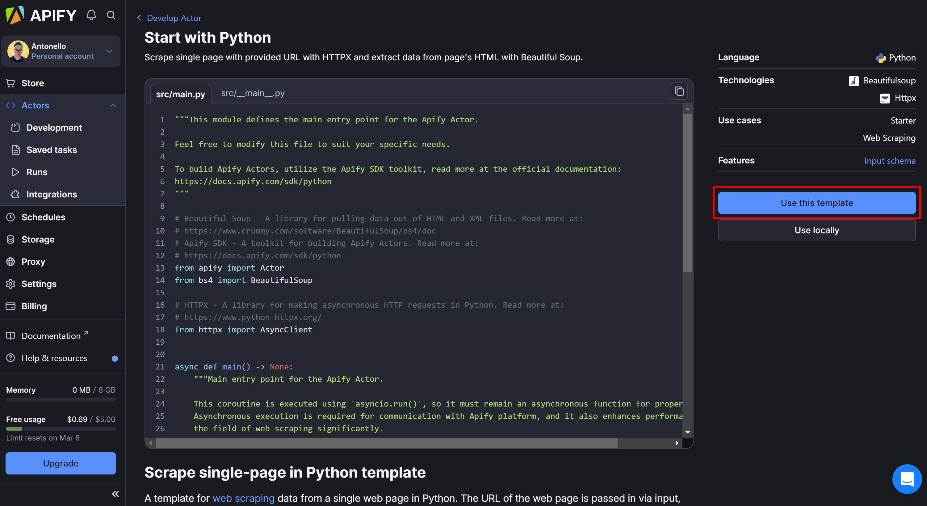 Forking the template