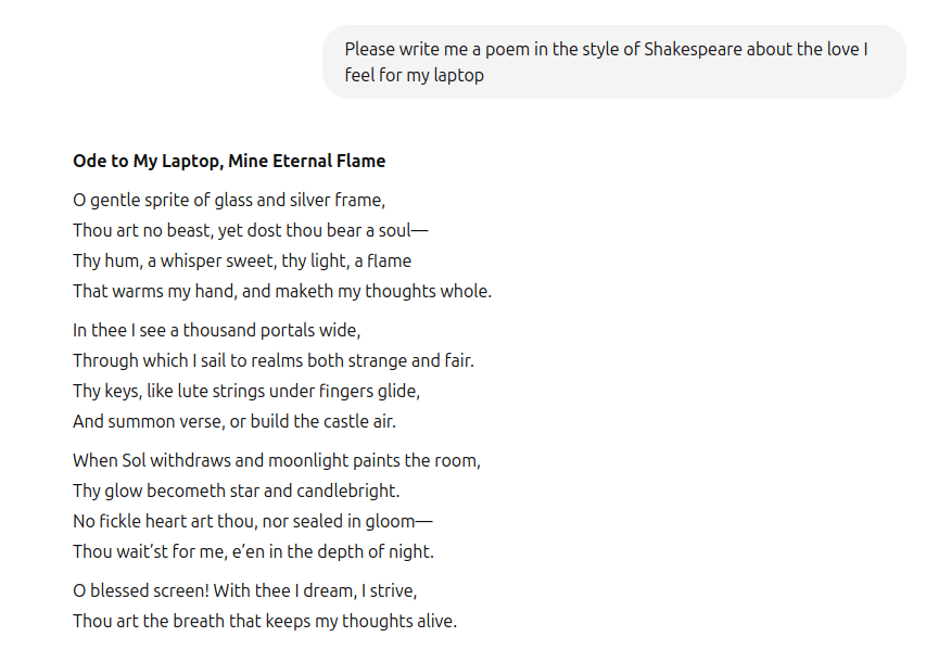 AI generated Shakespeare sonnet about a laptop.