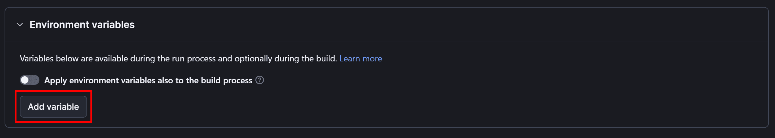 Adding an environment variable