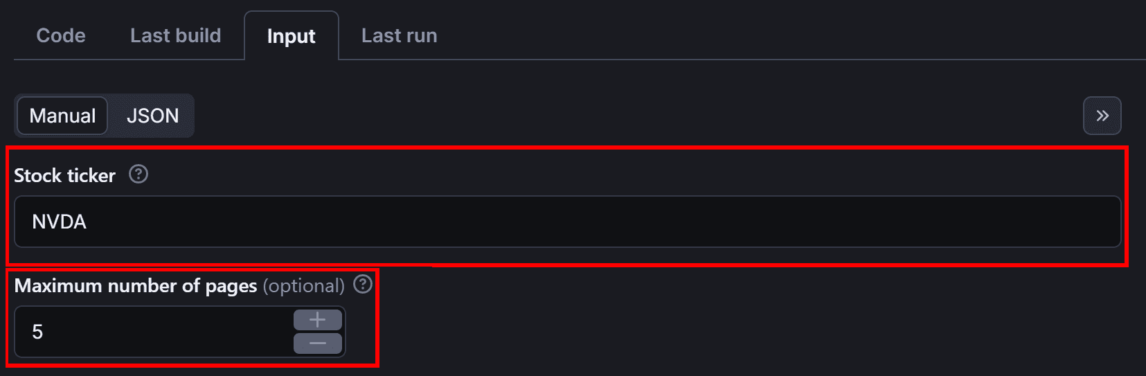 Defining the Actor input