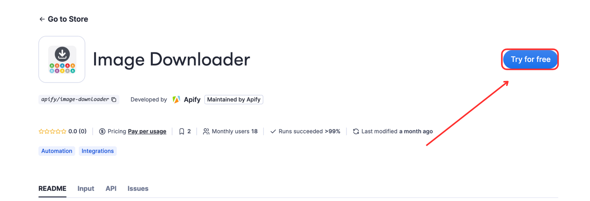 Image Downloader on Apify Store