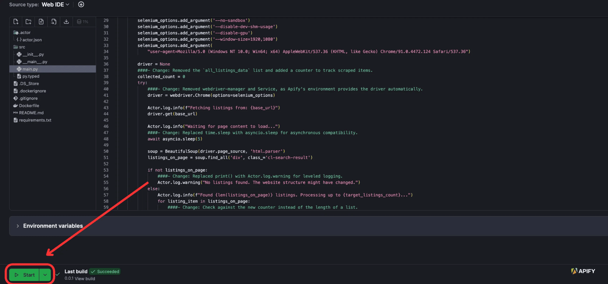 Running Actors on Apify Console