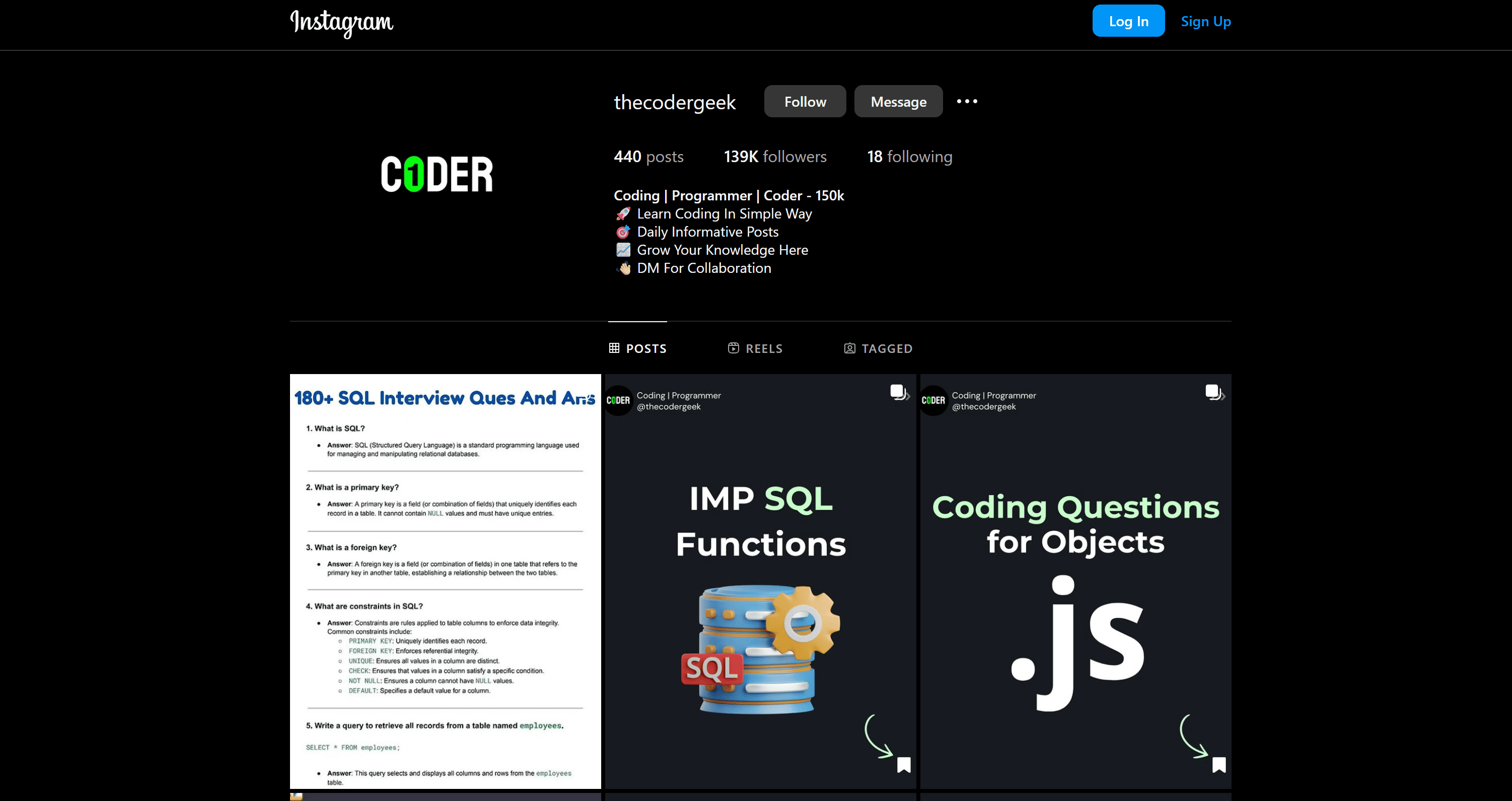 The Instagram public page